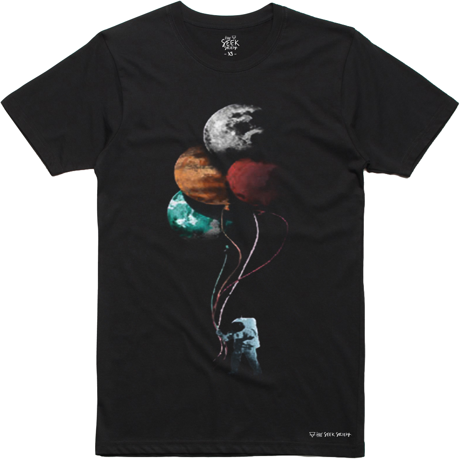 Space ballon black t-shirt