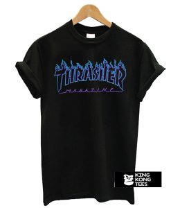 Thrasher Blue flame black t shirt