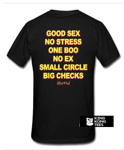 Good Sex No Stress No Boo No Ex Small Circle Big Checks t shirt