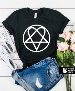 Heartagram Heart Pentagram Love Hate Graphic Band Tee t shirt