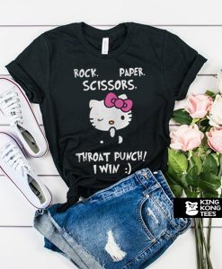 Hello Kitty Rock Paper Scissors Throat Punch i Win t shirt