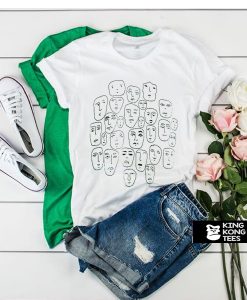 Sleeve Green Cartoon Portrait Print t shirt