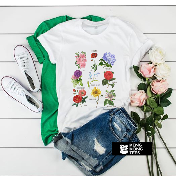 Blooms Botanical Flower Floral Chart t shirt