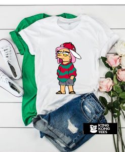 Grunge Lisa Simpson Pink Hair Red & Green t shirt