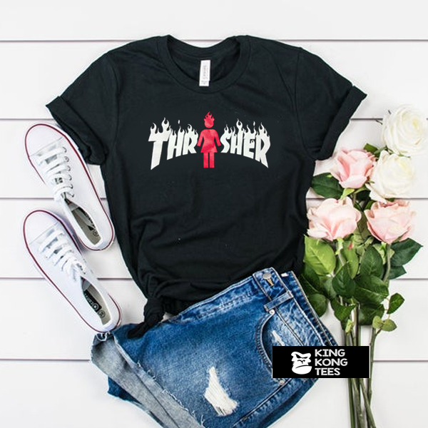 Thrasher X Girl On Fire t shirt