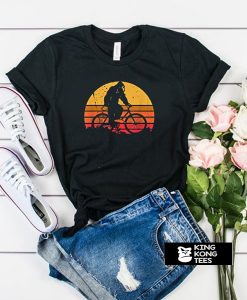 Bigfoot Rides a Mountain Bike funny vintage retro sasquatch t shirt