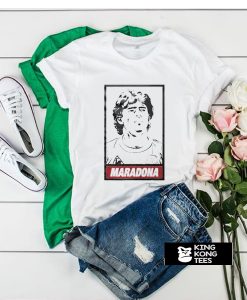 Diego Maradona Obey white parody t shirt