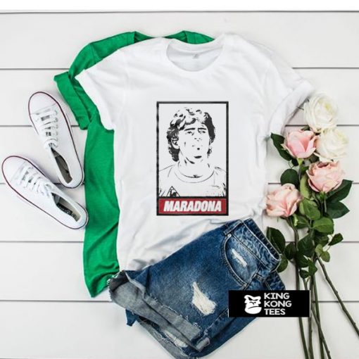 Diego Maradona Obey white parody t shirt