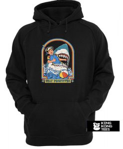 Funny Stay Positive Shark Attack Retro Comedy hoodie