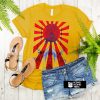 Japan Samurai Spirit Rising Sun Flag Graphic Retro Design Yellow t shirt