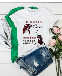 Big cats are dangerous but little pussy won't hurt anyone t shirt