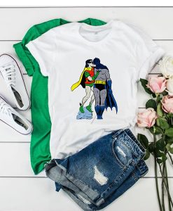 FUNNY BATMAN & ROBIN SUPERMAN KISSING T SHIRT