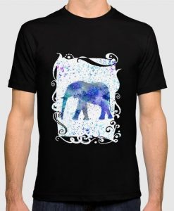 Blue Watercolor Elephant Graphic T-shirt