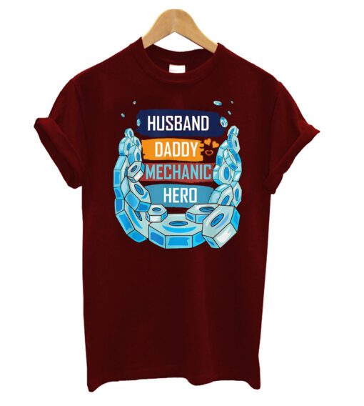 Husband Daddy Mechanic Hero Funny Father’s Day Mechanic T-Shirt