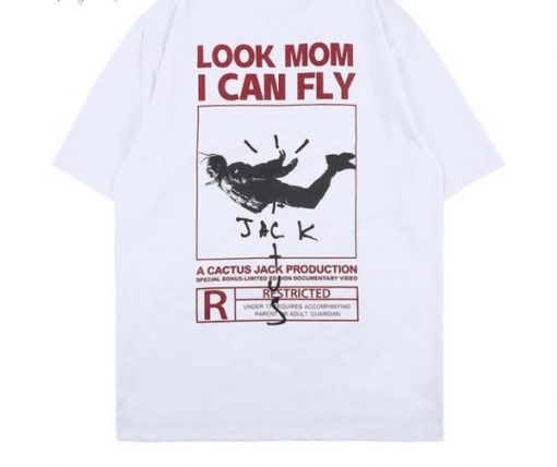 Travis Scott rated R look mom I can fly T-shirt Back