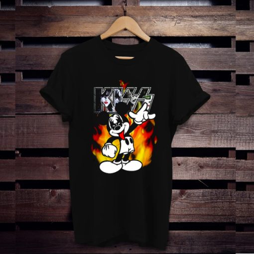 Kiss Mickey Mouse Band Black t shirt