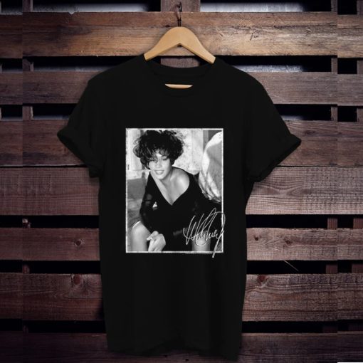 Whitney Houston Special Order Whitney Signed Photo Adult Short Sleeve t shirt