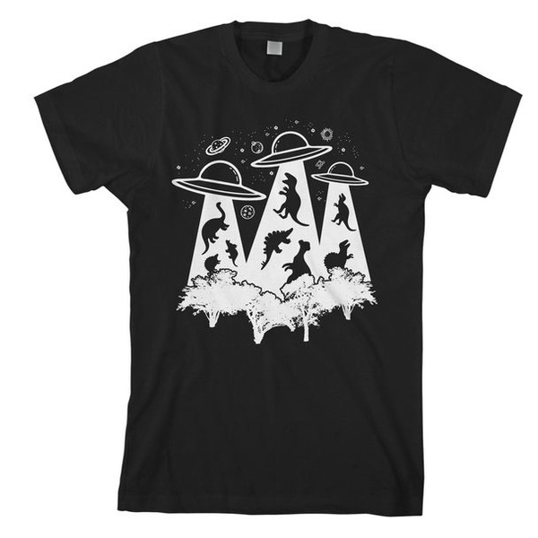 Dinosaur Alien Abduction t shirt