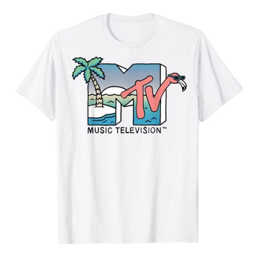 MTV Beach Island Flamingo Logo Vintage Graphic t shirt