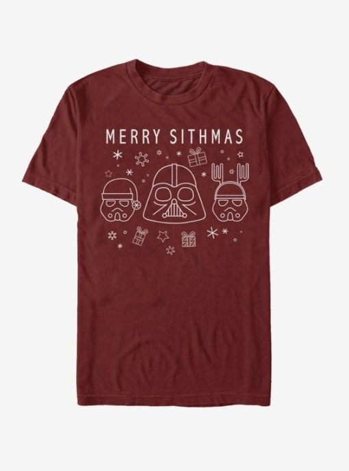 Star Wars Villain Lineart Merry Sithmas t shirt