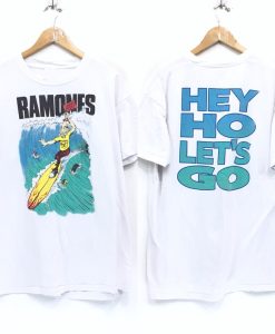 Ramones Surfing Spellout Hey Ho Let's Go T Shirt Twoside