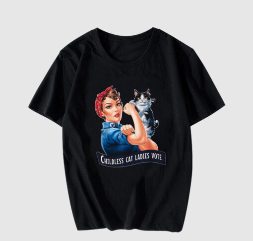 Childless Cat Ladies Vote Rosie The Riveter T Shirt